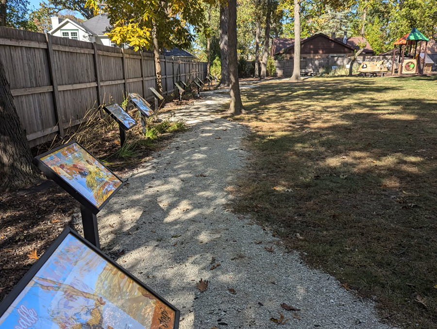 Storywalk path during a sunny day