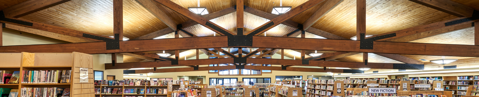 Wood Dale Public Library interior showing various bookshelves