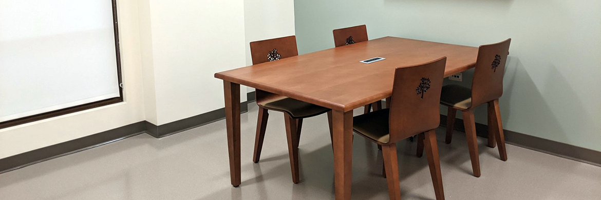 Study room with table and four chairs