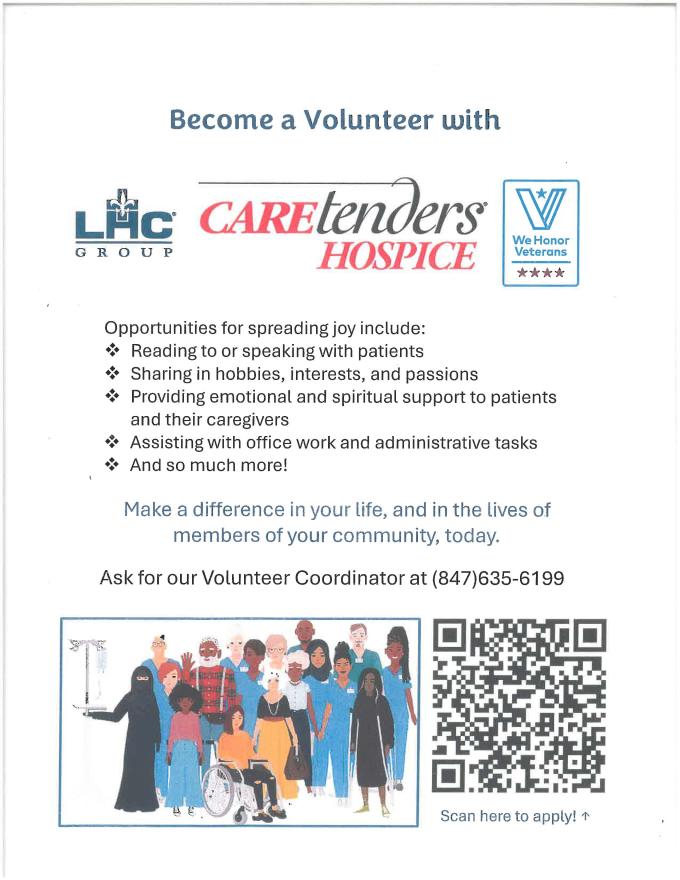CareTenders Hospice Volunteer Flyer