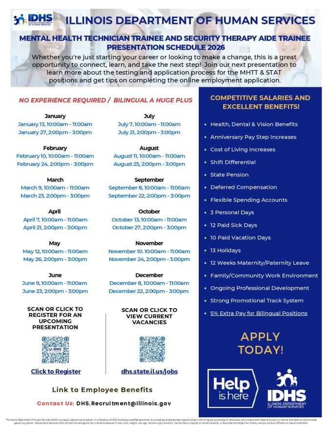 IDHS Virtual Recruitment Schedule